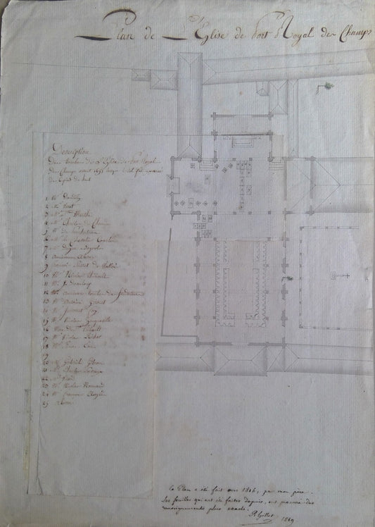 Gillet Plan de l’Eglise de Port Royal des Champs à Paris (1806)