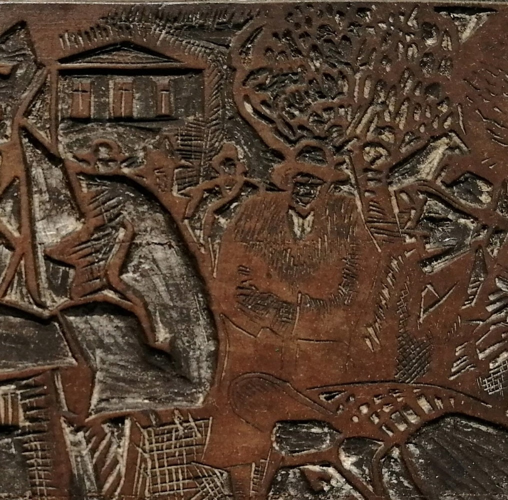 Matrice Matrice Bois Gravé Scène Expressionniste (années 1920)