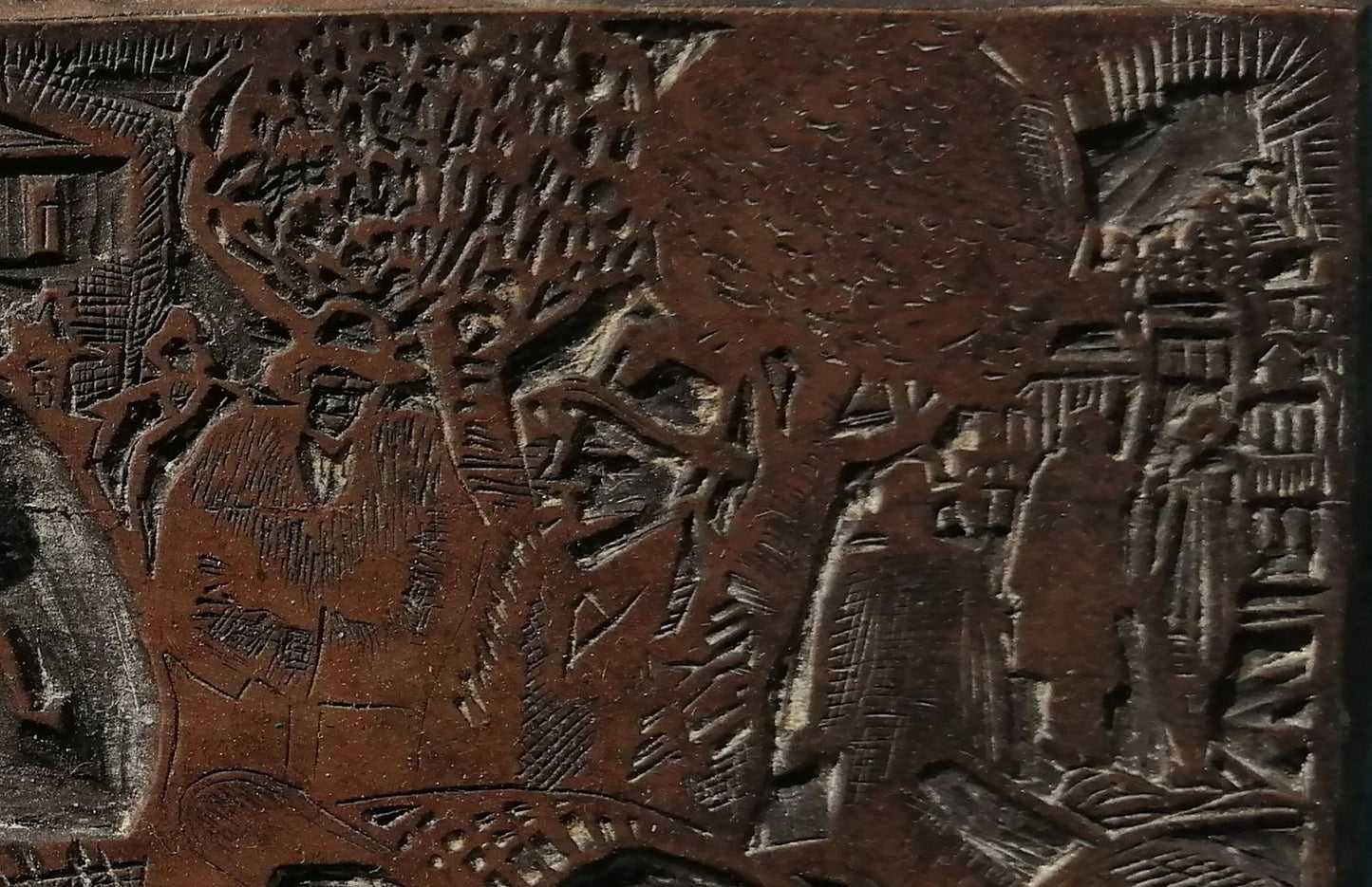 Matrice Matrice Bois Gravé Scène Expressionniste (années 1920)