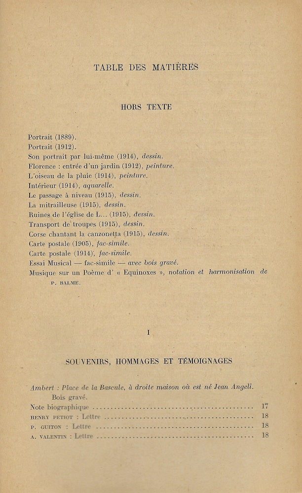 Angeli Hommage à Jean Angeli 1926