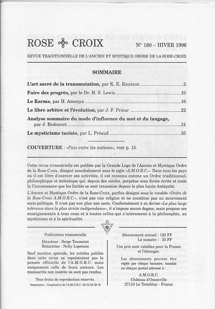 AMORC Revues année 1996