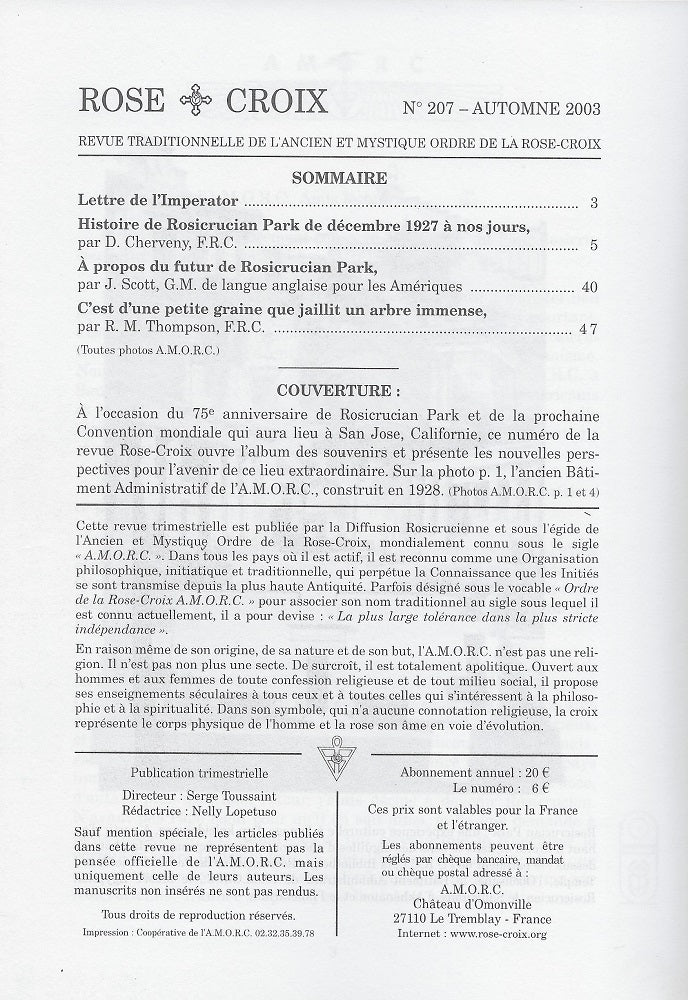 AMORC Revues année 2003
