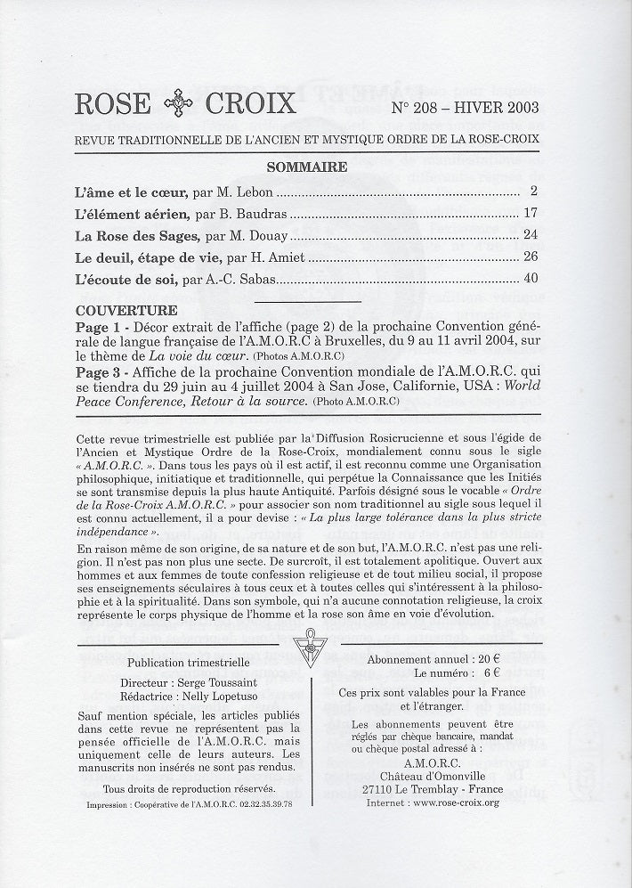 AMORC Revues année 2003