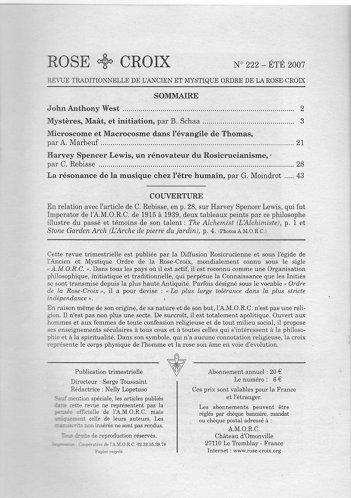 AMORC Revues année 2007