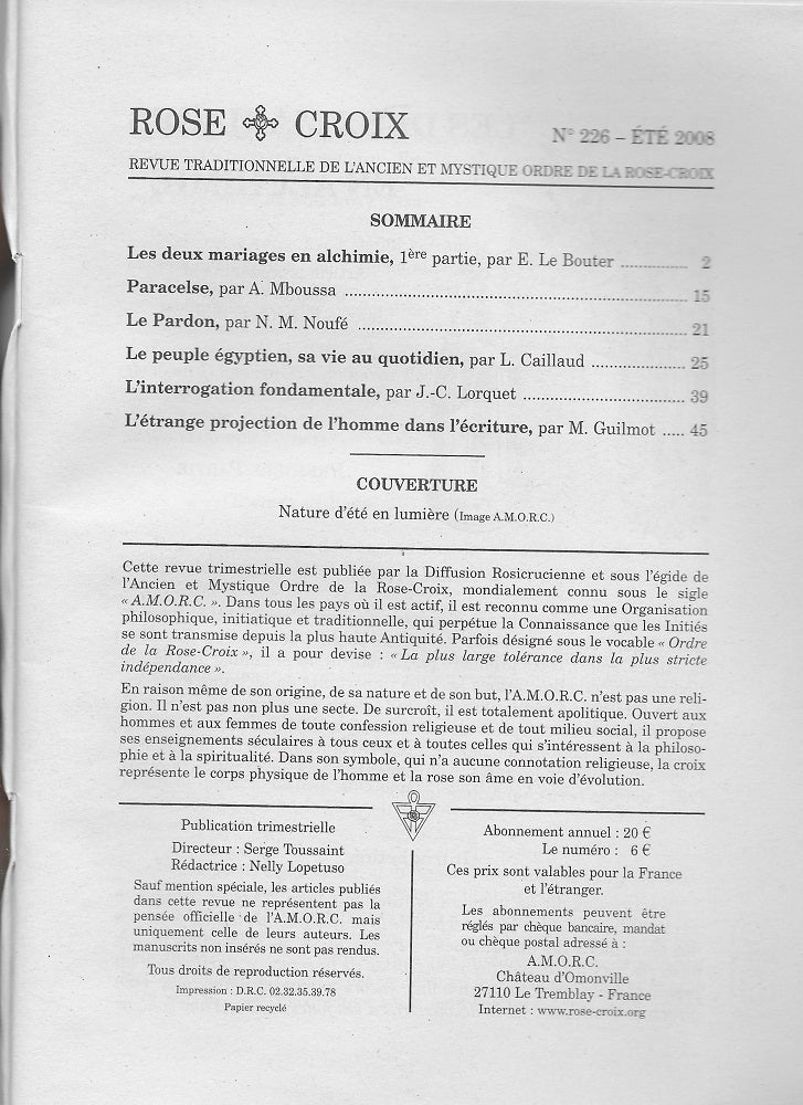 AMORC Revues année 2008
