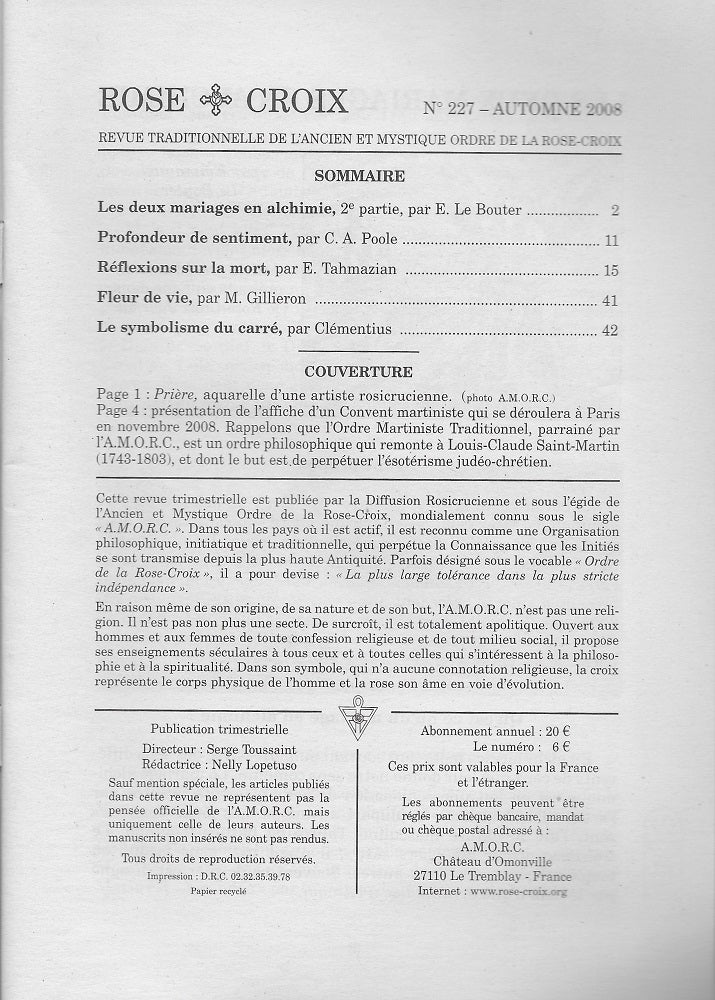 AMORC Revues année 2008