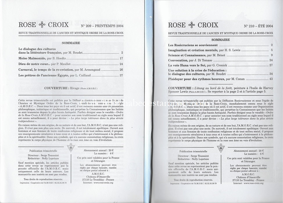 AMORC Revues Printemps Eté Automne Hiver 2004