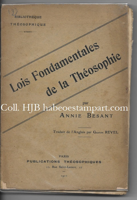 Besant Lois Fondamentales de la Théosophie conférences d'Adyar 1910
