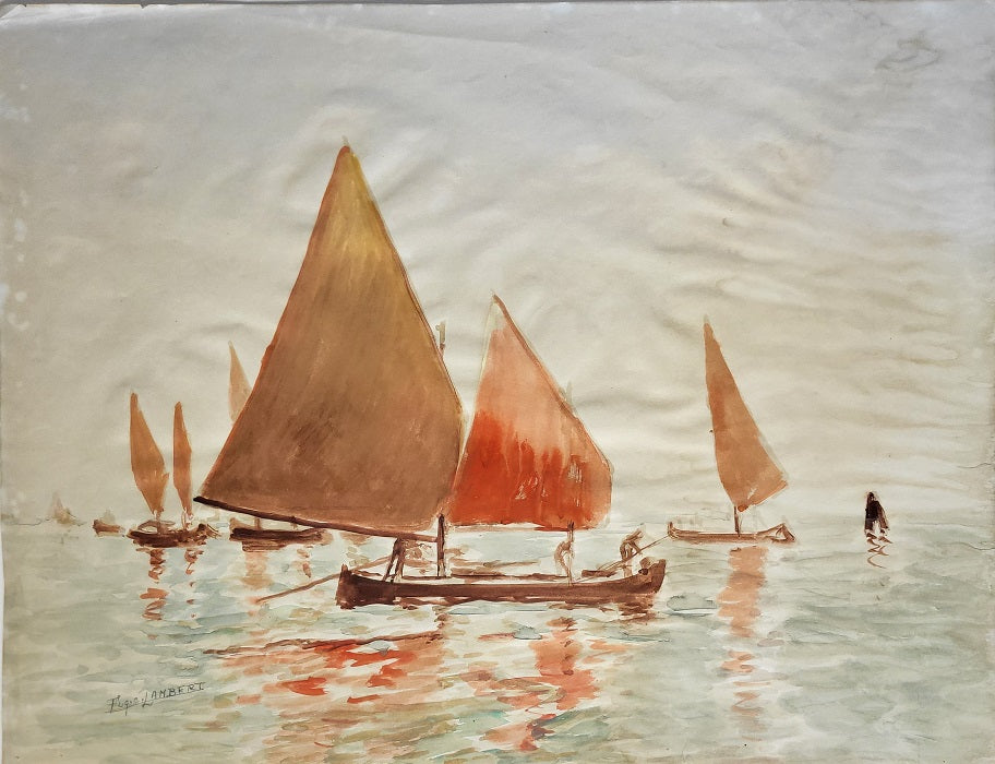 Lambert Barques de pêcheurs en Méditerranée XXe