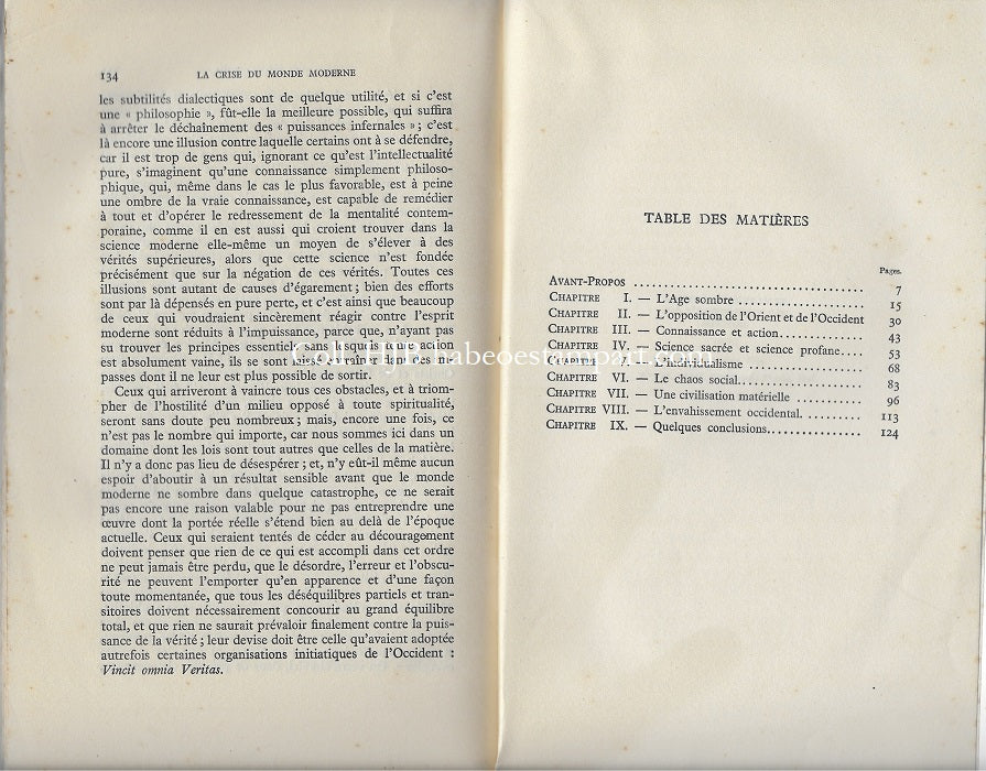 Guénon La Crise du Monde moderne 1956