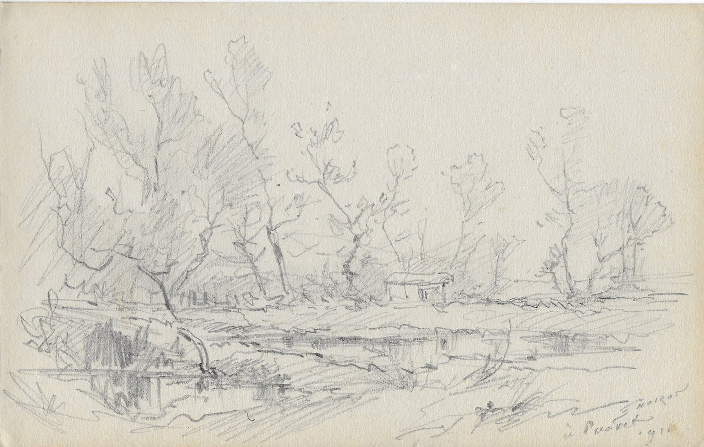 Noirot 82 Cabane dans les bois près de deux mares 1911