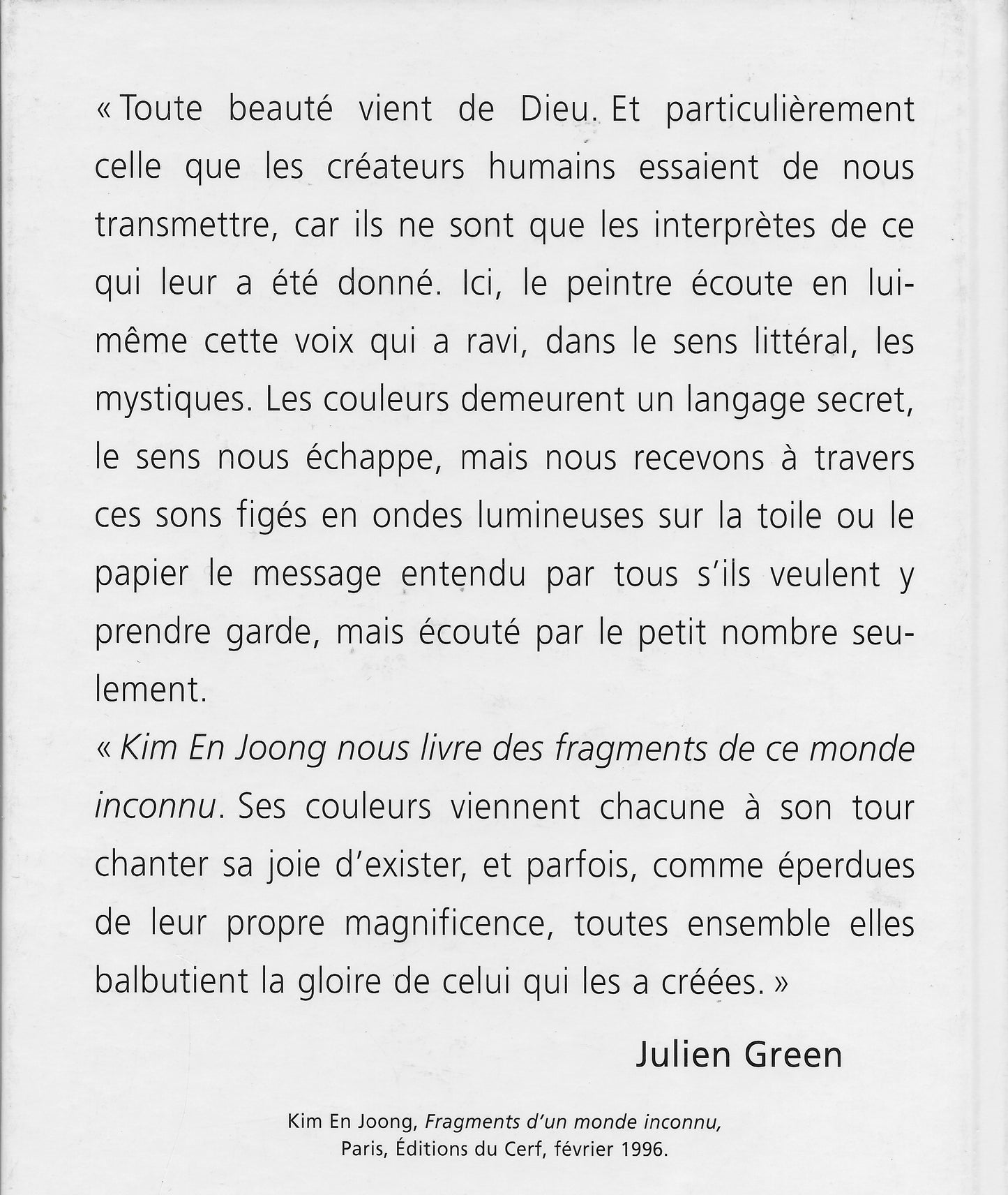 Kim En Joong Fragments d'un monde inconnu