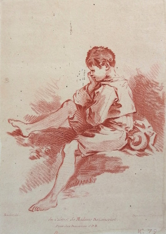 Demarteau Boucher Jeune paysan assis de profil gauche n79