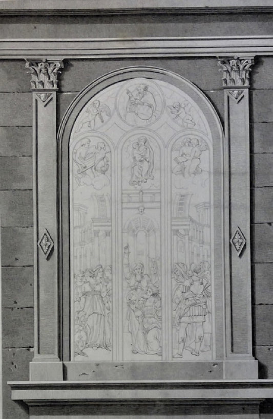 Bencé Vitrail La Sybille Tiburtine et Auguste peint par J. Cousin dans la Cathédrale de Sens (1836)