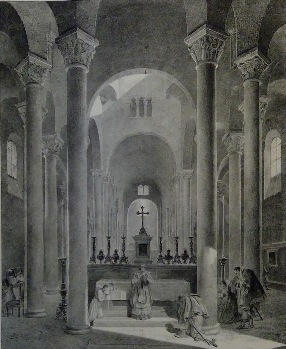 Fragonard Vue intérieure de l'abside de Notre Dame du Port à Clermont Auvergne