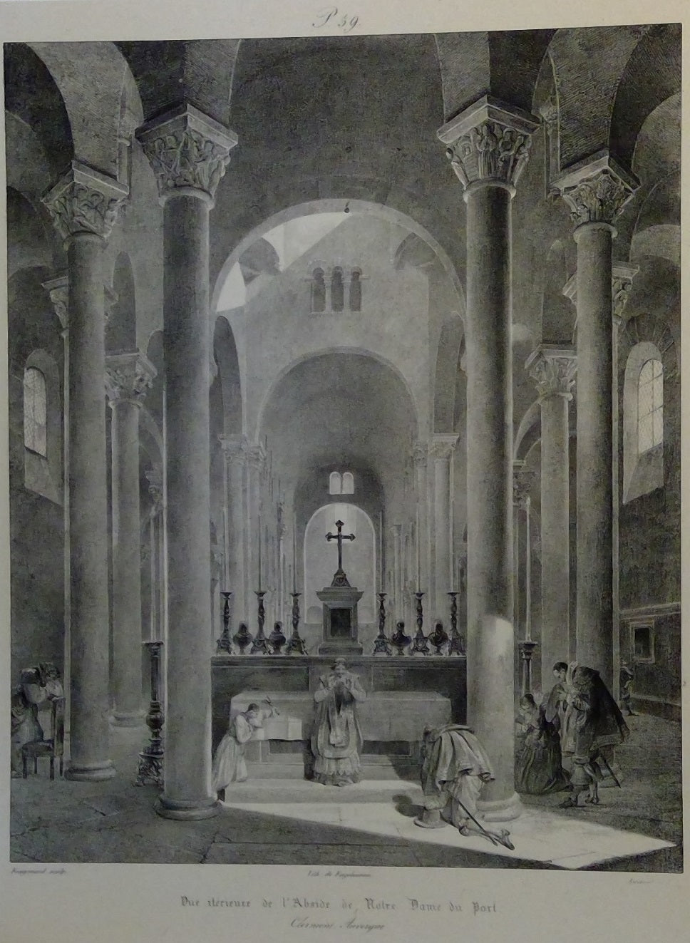 Fragonard Vue intérieure de l'abside de Notre Dame du Port à Clermont Auvergne