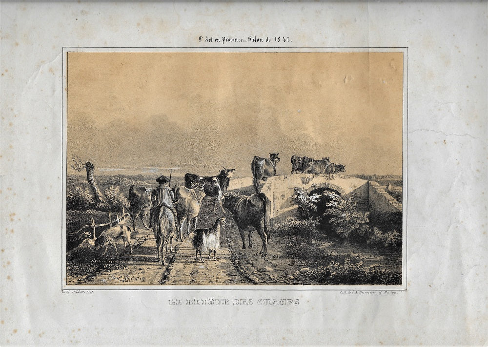 Gélibert Retour des champs Paysage avec animaux (1841)