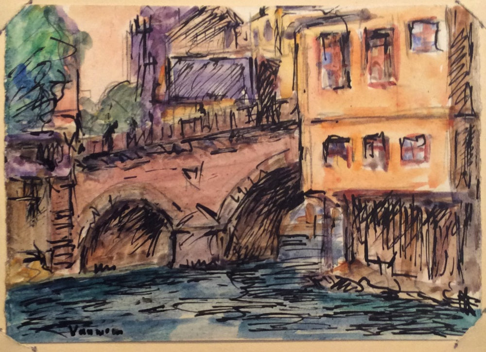 Vaumousse Le vieux pont à Lourdes sur le Gave (c 1935)