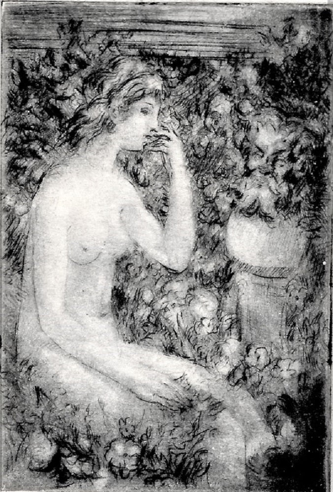Eychart Jeune fille assise parmi les fleurs (4e état)