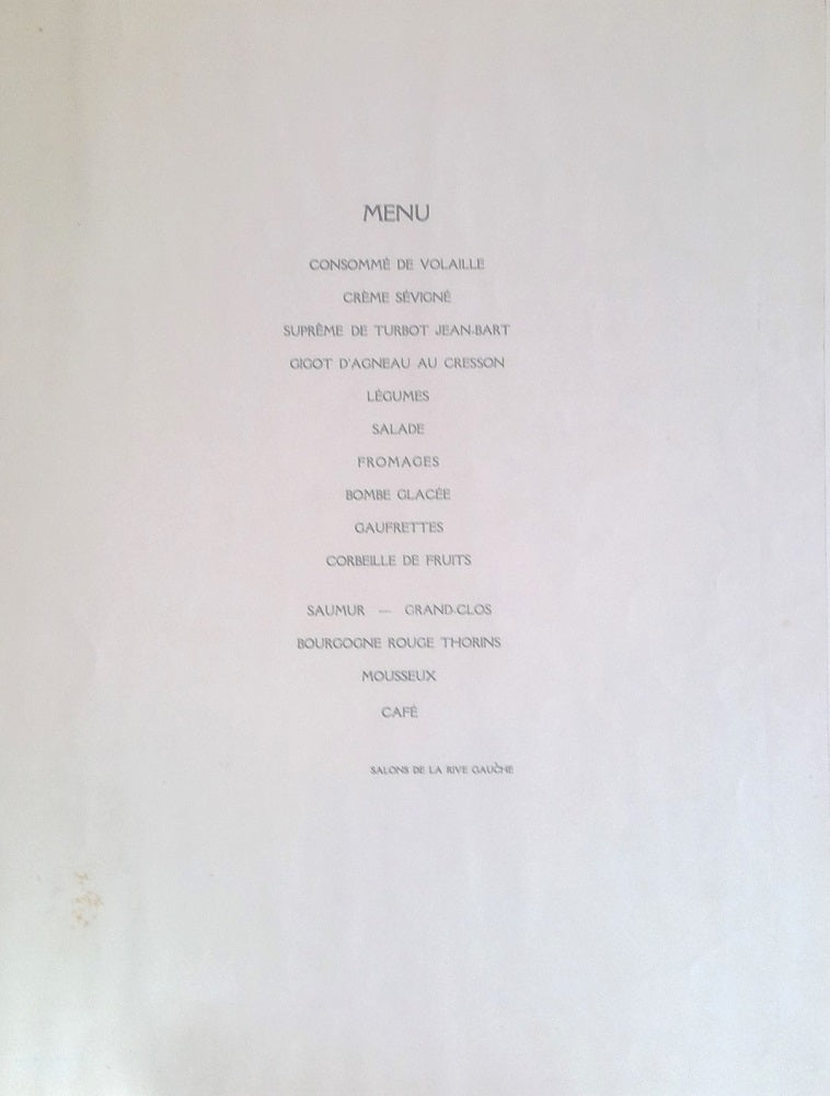 Jonas Villa Menu de la Légion d’Honneur du Dr. Paul Antoine (1/32, 1930)