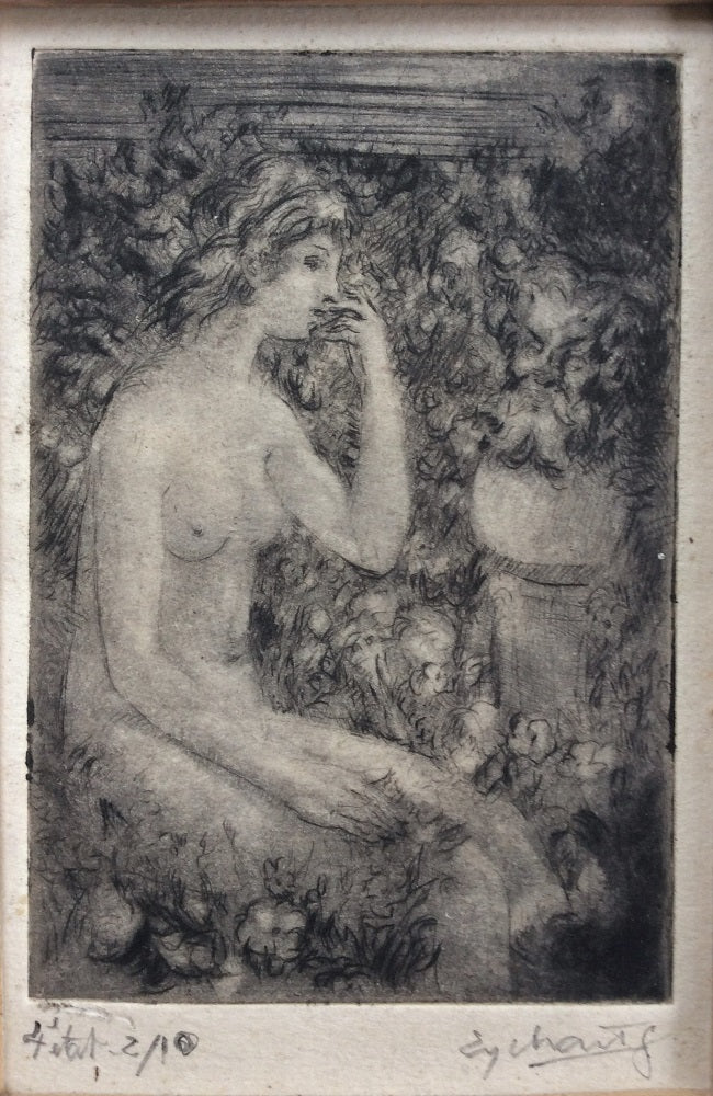 Eychart Jeune fille assise parmi les fleurs (4e état)