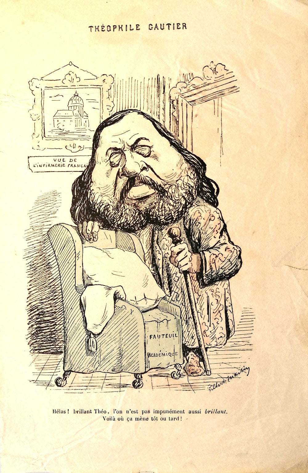 Martin Portrait charge de Théophile Gautier XIXe