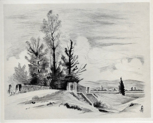 Archimbaud Limagne d'Auvergne (Puy-de-Dôme) Pont sur le Buron entre Le Guérinet et Ris (1948)