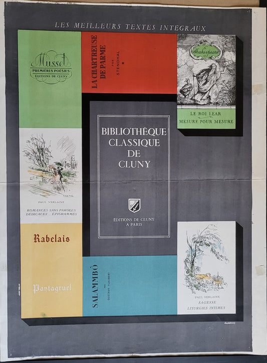 Colin Affiche Bibliothèque classique de Cluny c. 1950