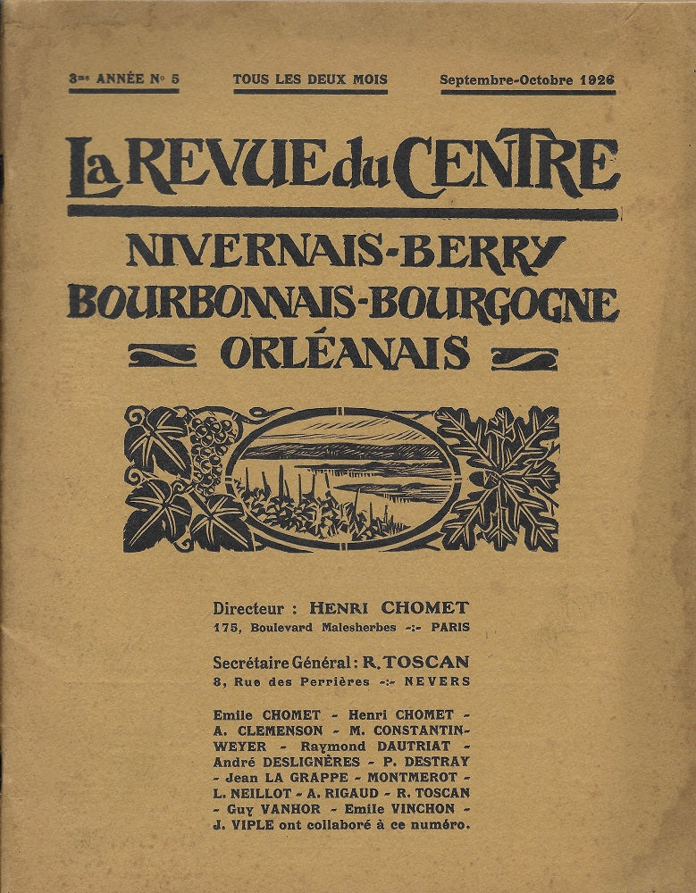 Neillot Montmerot Bois gravés Bourbonnais Morvan Revue du Centre 1926