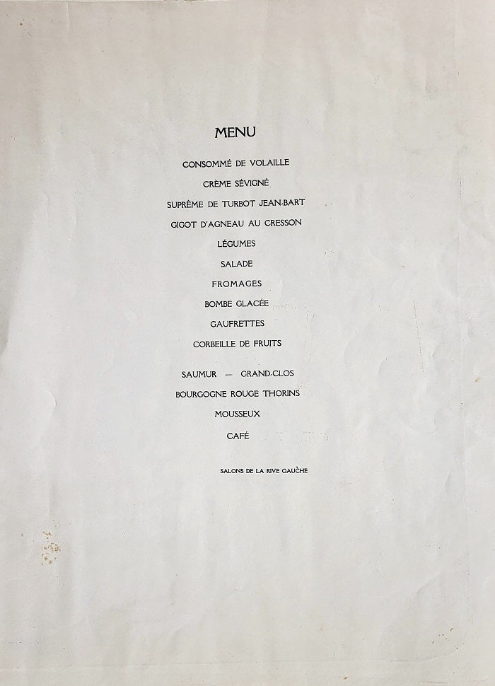 Jonas Villa Menu de la Légion d’Honneur du Dr. Paul Antoine (1/32, 1930)