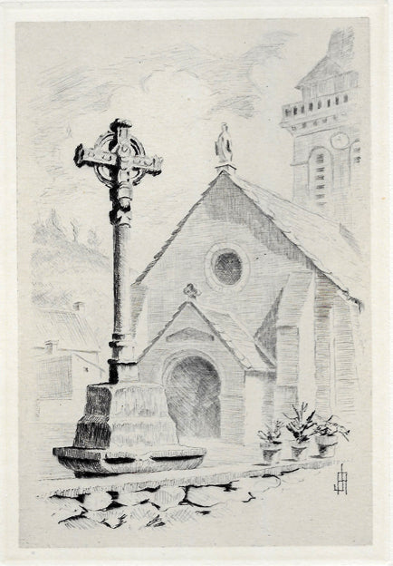 Archimbaud XVII Chambon-sur-Lac (Puy-de-Dôme) église romane Croix gothique 1948