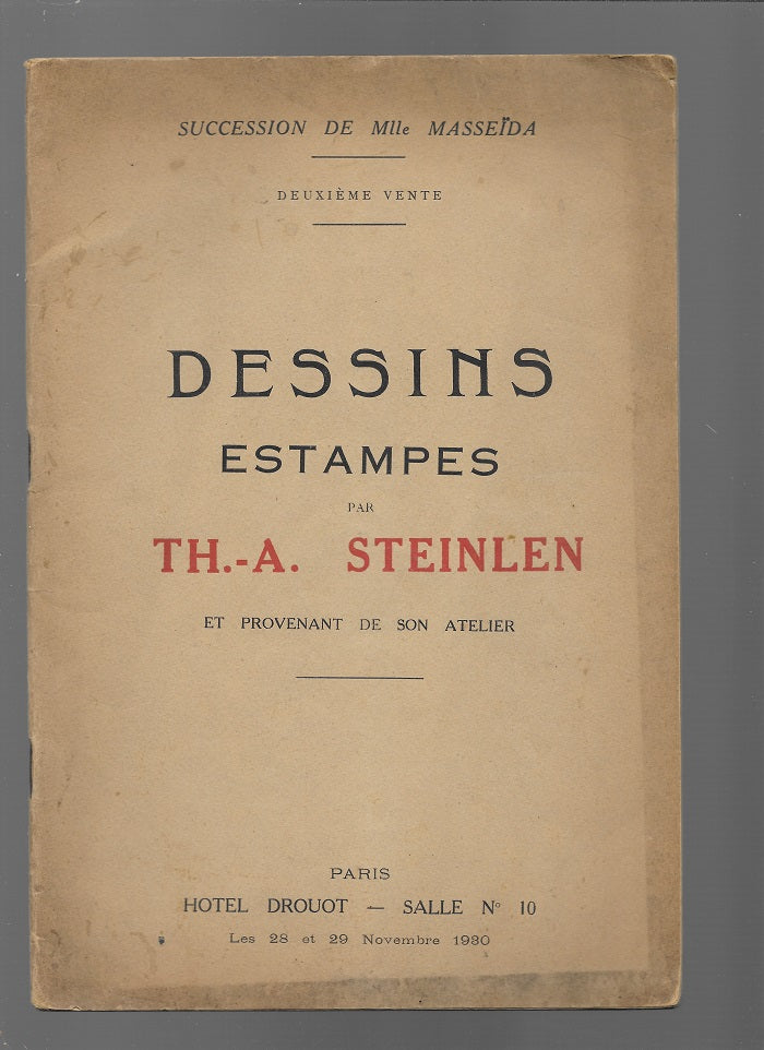 Steinlen Catalogue Vente Dessins Estampes 1930