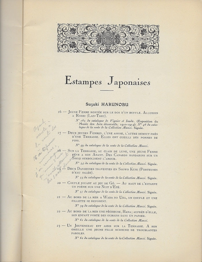 Catalogue Estampes & Livres sur l'Art 1925