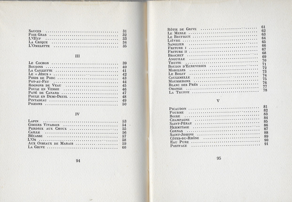 Forot La Dixième muse Poèmes gastronomique 1966