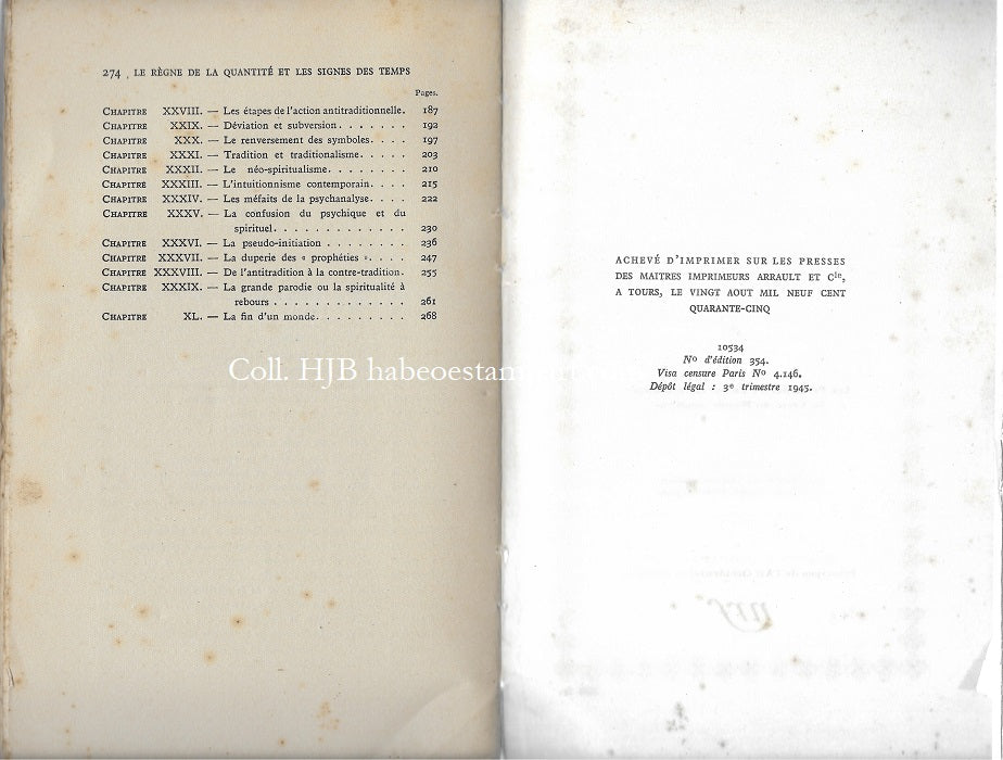Guénon Le Règne de la Quantité et les Signes des Temps EO 1945