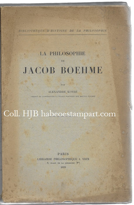 Koyré La Philosophie de Jacob Boehme EO 1929