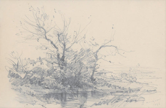 Noirot 97 Arbres en bord de village près d’une mare (1898)