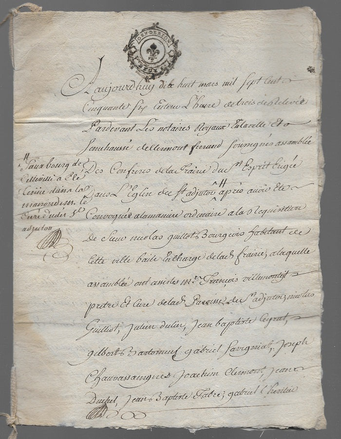 Confrérie du Saint-Esprit 18 mars 1756 Clermont-Ferrand