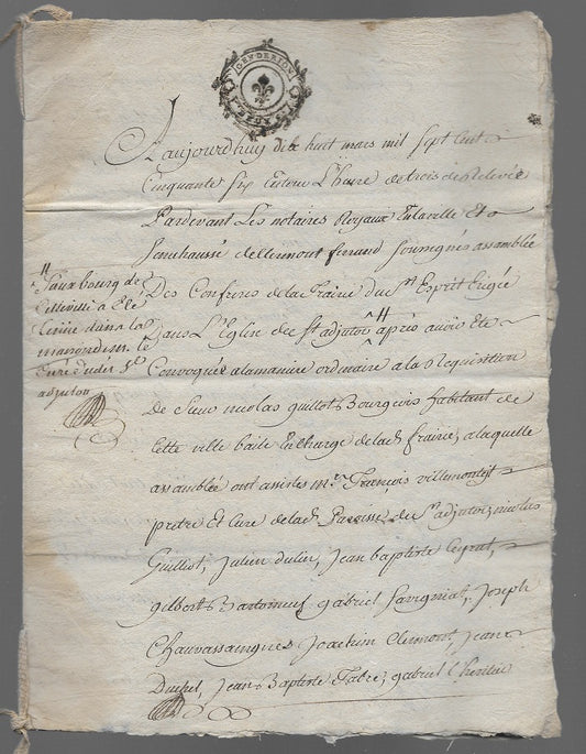 Confrérie du Saint-Esprit 18 mars 1756 Clermont-Ferrand