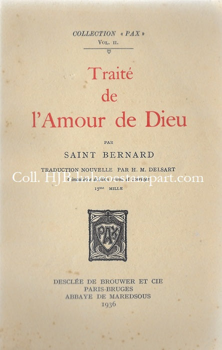 Saint Bernard Traité de l'amour de Dieu 1936