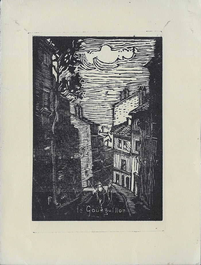Thuaire Deux estampes sur bois Lyon c. 1920