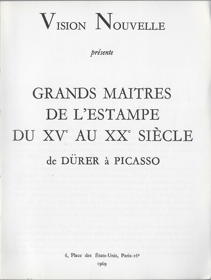 Vision Nouvelle Grands Maitres de l'Estampe 1969