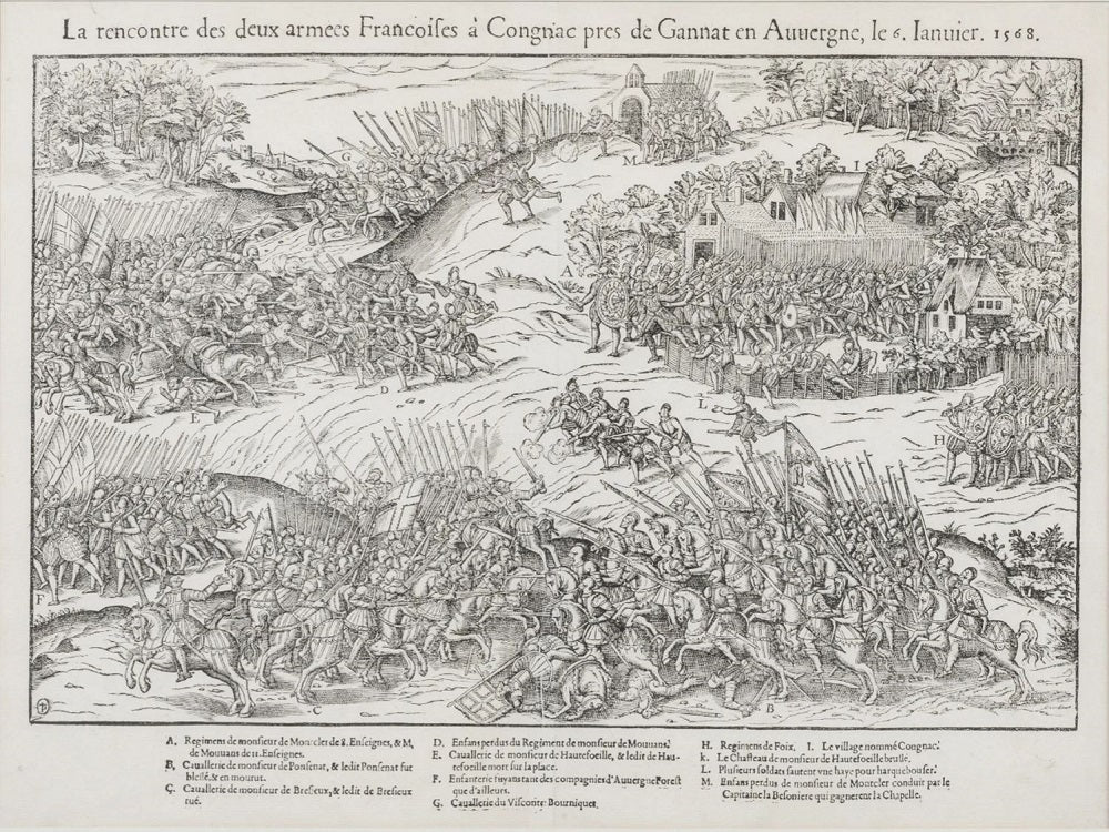 PERRISSIN La rencontre des deux armées Françaises à Congnac près de Gannat en Auvergne le 6 Janvier 1568 (1570)