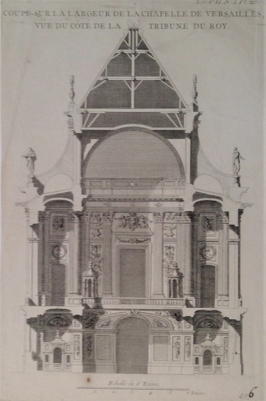 Blondel Chapelle de Versailles vue du côté de la Tribune du Roy (1756)