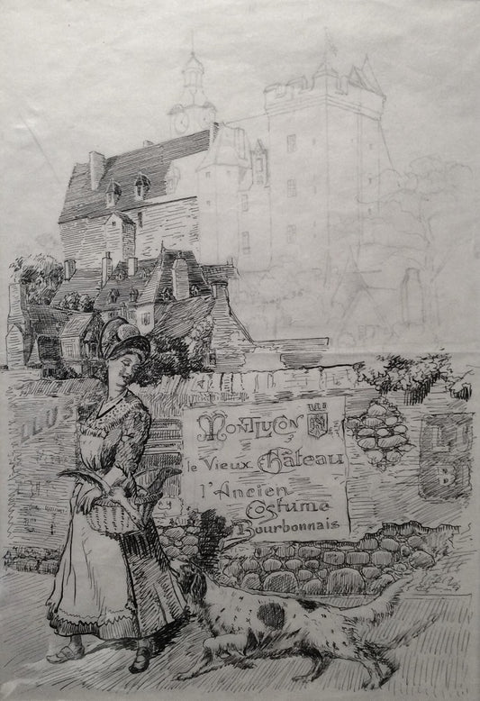 X Dessin Montluçon le vieux et l'ancien Costume bourbonnais