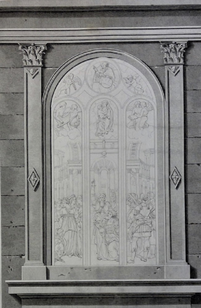 Bencé Vitrail La Sybille Tiburtine et Auguste peint par J. Cousin dans la Cathédrale de Sens (1836)