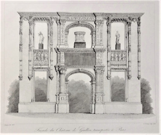 Chapuy Façade du Château de Gaillon transportée à Paris (1837) Normandie