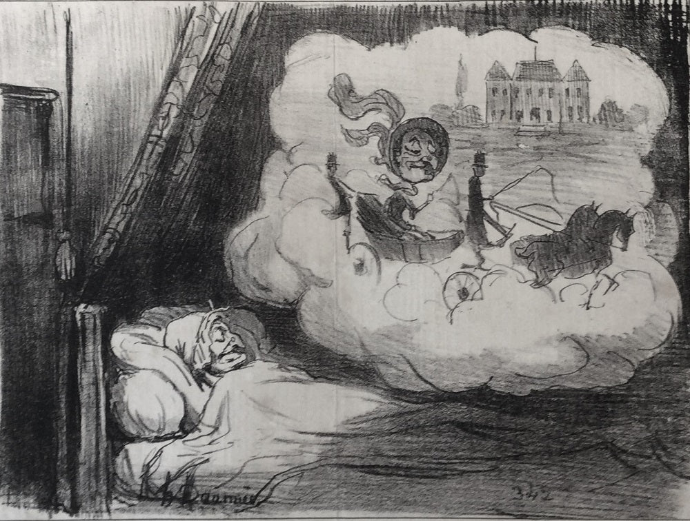 Daumier Révant qu'elle a gagné le gros lingot d'or (1851)