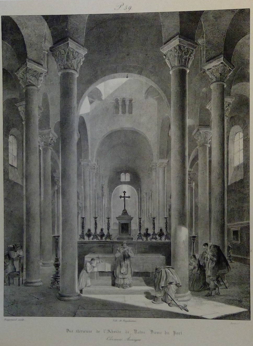 Fragonard Vue intérieure de l'abside de Notre Dame du Port  à Clermont Auvergne