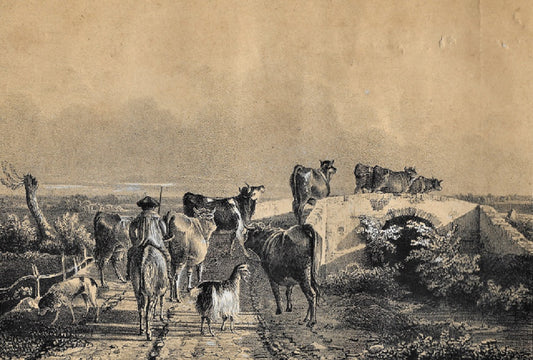 Gélibert Retour des champs Paysage avec animaux (1841)